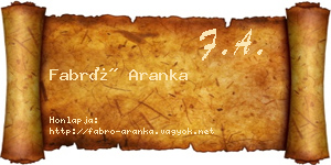Fabró Aranka névjegykártya